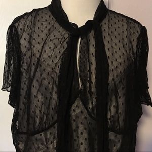 Lane Bryant Sheer Black Pointelle Top w Cami 22/24